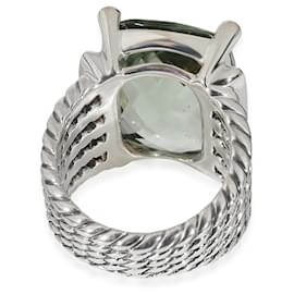 David Yurman-Anello con diamante Prasiolite di David Yurman Wheaton in argento sterling verde 0.2 ctw-Argento,Metallico