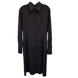 Joseph Midi-Hemdblusenkleid aus schwarzer Wolle Schwarz