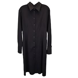 Joseph-Joseph Midi Shirt Dress In Black Wool-Black
