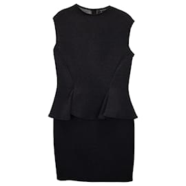 Lanvin-LANVIN 2014 Peplum Waist Dress in Grey Polyamide-Brown