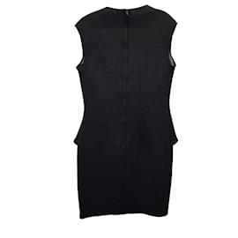 Lanvin-LANVIN 2014 Peplum Waist Dress in Grey Polyamide-Brown