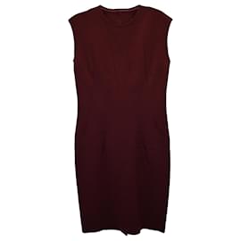 Lanvin-Lanvin Knee Length Jersey Dress in Burgundy Wool-Dark red