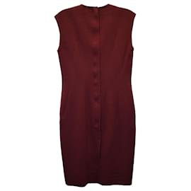 Lanvin-Lanvin Knee Length Jersey Dress in Burgundy Wool-Dark red