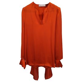 Stella Mc Cartney Stella McCartney Pussybow-Bluse aus orangefarbener Seide Orange