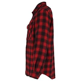 Céline-Celine Homme Checked Flannel Shirt in Red Wool-Other