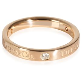 Tiffany & Co-TIFFANY & CO. 3 mm Band Ring in 18k Rose Gold 0.07 ctw-Metallic