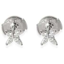 Tiffany & Co-TIFFANY & CO. Tiffany Victoria® Mini Stud Earrings in  Platinum 0.19 ctw-Silvery,Metallic