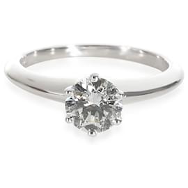 Tiffany & Co-TIFFANY & CO. 6 Prong Engagement Ring in Platinum I/VS2 0.80 ctw-Silvery,Metallic