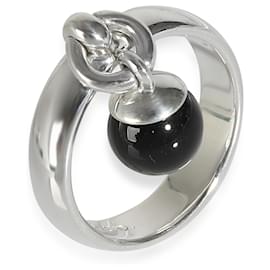 Tiffany & Co-TIFFANY & CO. Vintage Onyx Charm Ring in  Sterling Silver-Silvery,Metallic