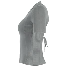 Jacquemus-Top Jacquemus in maglia a coste con apertura sul retro e dettaglio allacciatura in viscosa kaki-Verde,Cachi