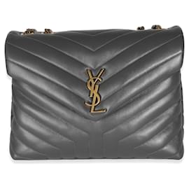 Saint Laurent-Saint Laurent Storm Grey Calfskin Y Quilted Monogram Medium Loulou-Grey