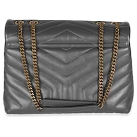 Saint Laurent-Saint Laurent Storm Grey Calfskin Y Quilted Monogram Medium Loulou-Grey