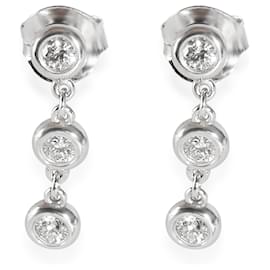 Tiffany & Co-TIFFANY & CO. Elsa Peretti Boucles d'oreilles pendantes diamant By The Yard en argent 0.3 ctw-Argenté,Métallisé