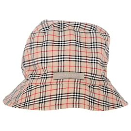 Burberry-Gorro de pescador reversible Burberry en algodón beige-Beige