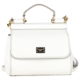 Dolce & Gabbana-Dolce & Gabbana Mini Sicily Top-Handle Bag in White Leather-White