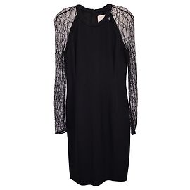 Knielanges Kleid von Jason Wu mit Spitzenmuster aus schwarzer Viskose. Schwarz