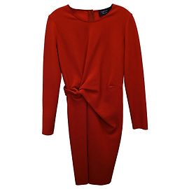Lanvin Jersey Twist Dress in Orange Wool Orange