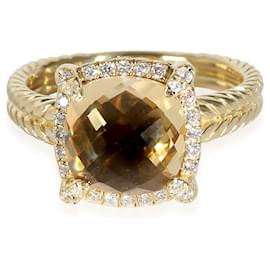 David Yurman-David Yurman Chatelaine Citrine & Diamond Ring in 18k yellow gold 0.15 ctw-Silvery,Metallic