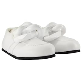 JW Anderson-Chain Loafers Close Back in White Leather-White