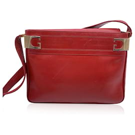 Gucci-Bolsa de ombro retangular de couro vermelho vintage-Vermelho