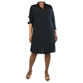 Aspesi Schwarzes Midikleid aus Seide mit Rüschenbesatz – Größe UK 14 Schwarz