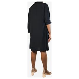Aspesi-Black ruffle-trimmed silk midi dress - size UK 14-Black