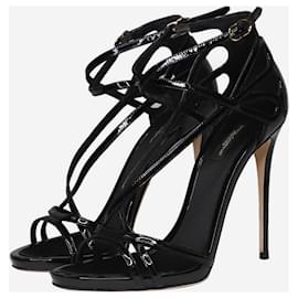 Dolce & Gabbana-Black patent leather sandal heels - size EU 39-Black