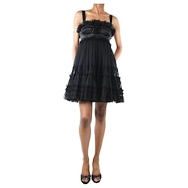 Burberry-Black tulle corset mini dress - size UK 6-Black