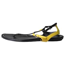 Ralph Lauren-Black double-fastening leather flat sandals - size EU 39.5-Black