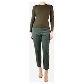 Theory-Pantalon à poches en laine verte - taille UK 12-Vert