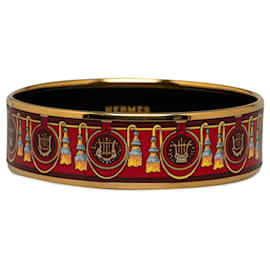 Hermès-Bracelet large en émail rouge Hermes-Rouge,Autre