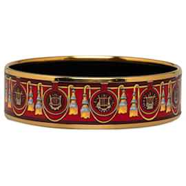 Hermès-Bracelet large en émail rouge Hermes-Rouge,Autre