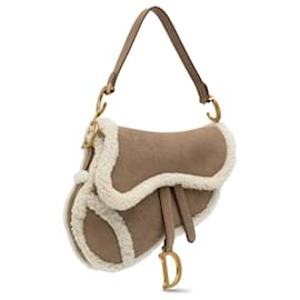 Dior-Bolso Saddle de piel de oveja marrón Dior-Castaño,Blanco