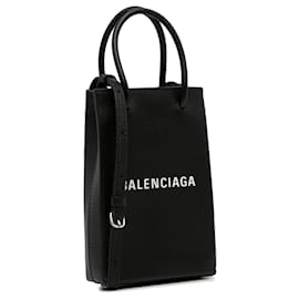 Balenciaga-Balenciaga Black Mini Shopping Phone Holder-Black