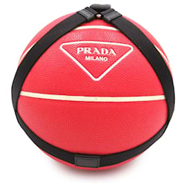 Prada-Balón de baloncesto con estampado del logo rojo de Prada-Roja,Otro