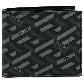 Versace Black La Greca Small Wallet Black