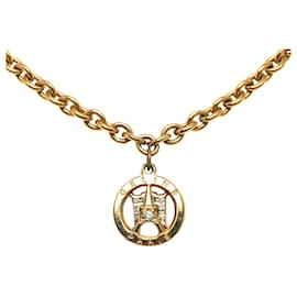 Céline-Collar de cadena con diamantes de imitación del Arco del Triunfo de la Torre Eiffel en dorado de Celine-Dorado