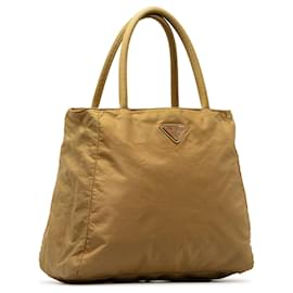 Prada-Prada Brown Tessuto Handbag-Marrom,Bege