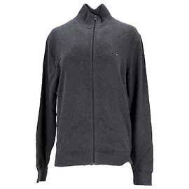 Tommy Hilfiger Mens Cotton Cashmere Zip Thru Grey