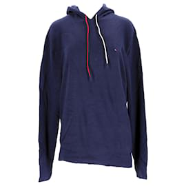Tommy Hilfiger-Mens Structured Pure Cotton Hoody-Blue