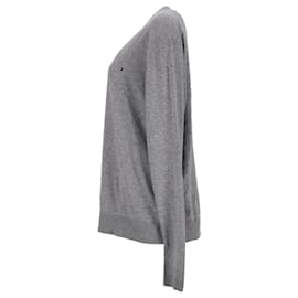 Tommy Hilfiger-Sweat-shirt en coton mélangé à col en V pour hommes-Gris