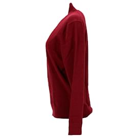 Tommy Hilfiger-Suéter masculino de seda e algodão com decote em botão-Vermelho