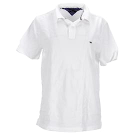 Tommy Hilfiger-Camisa polo masculina de algodão com ajuste regular-Branco