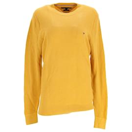 Tommy Hilfiger-Suéter masculino de algodão com gola redonda-Amarelo