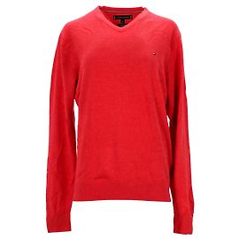 Tommy Hilfiger Herren-Pullover mit V-Ausschnitt aus Seidenmischung in Rot Rot
