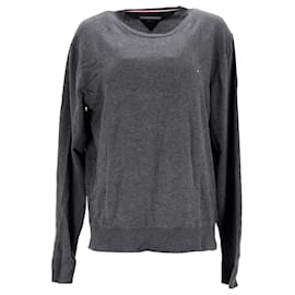 Tommy Hilfiger-Tommy Hilfiger Camiseta masculina de manga comprida regular fit em algodão cinza-Cinza