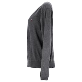 Tommy Hilfiger-Maglietta da uomo a maniche lunghe con vestibilità regolare Tommy Hilfiger in cotone grigio-Grigio