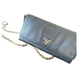 Cartera Prada con cadena de cuero Saffiano negro Negro