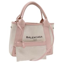 Balenciaga-BALENCIAGA Bolsa de mão lona branca 390346 Ep de autenticação3523-Branco