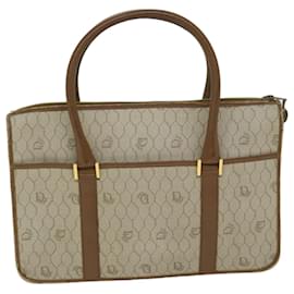 Christian Dior-Christian Dior Bolso de mano de lona con forma de panal PVC Cuero Beige Auth fm3259-Beige